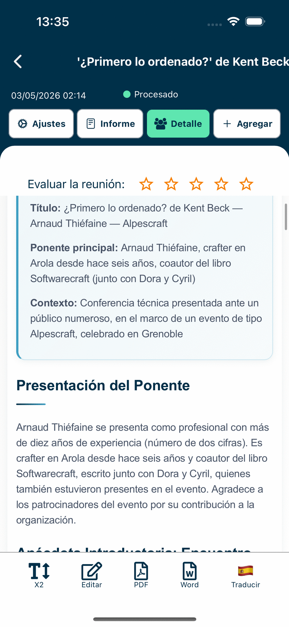 Aperçu de l’application Geremy